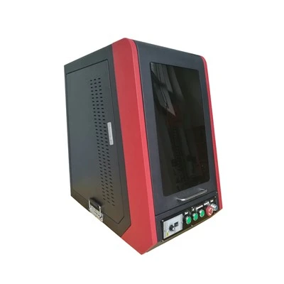 Máy khắc laser sợi quang kín màu đỏ 50W với bàn làm việc